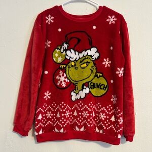 Small Grinch Christmas Sweater Red Green Soft Fuzzy Santa Sweater Ugly Sweater